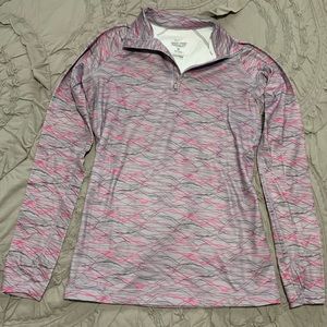 Nike gray/pink Dri-Fit fitted quarter zip pullover size Small.